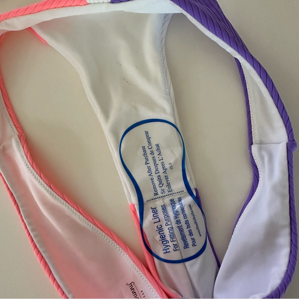 NWOT Beach Bunny Colorblock Bikini in Purple, White, and Pink M - Picture 9 of 9